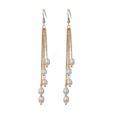 Natural Pearl Beads Dangle Earrings EJEW-JE05413-01-1