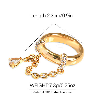 304 Stainless Steel Micro Pave Clear Cubic Zirconia Finger Rings FS-WGB0E10-01-1