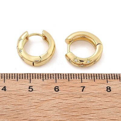 Clear Cubic Zirconia Star Hoop Earrings EJEW-C022-01G-1