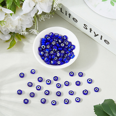 Handmade Evil Eye Lampwork Beads Strands LAMP-PA0001-50A-1
