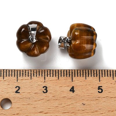 Natural Mixed Gemstone Pumpkin Charms G-K338-27P-1