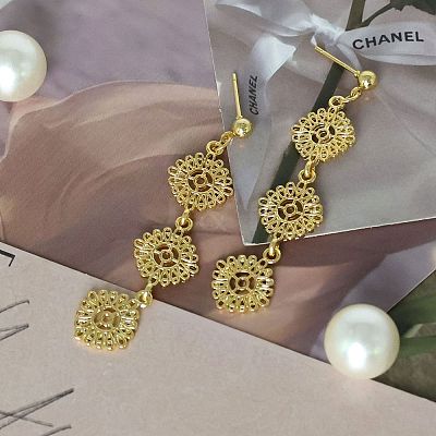 Alloy Flower Stud Dangle Earrings for Women WGBA756-01-1