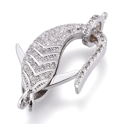 Brass Micro Pave Cubic Zirconia Lobster Claw Clasps ZIRC-M108-02A-P-1