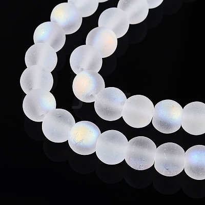 Frosted Imitation Jade Glass Beads Strands GLAA-T032-J6mm-MBB02-1