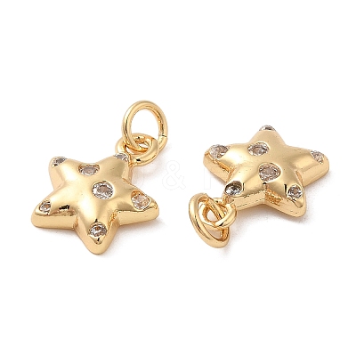 Rack Plating Brass Micro Pave Clear Cubic Zirconia Charms X-KK-I706-17G-1