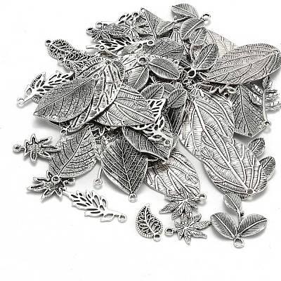 Mixed Style Tibetan Style Alloy Leaf Pendants TIBEP-F040-01AS-1