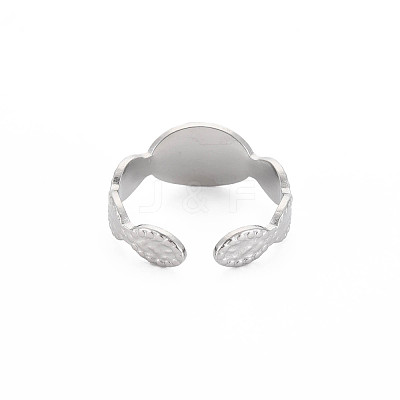 Tarnish Resistant 304 Stainless Steel Open Cuff Finger Ring Cabochon Settings STAS-S119-161P-1