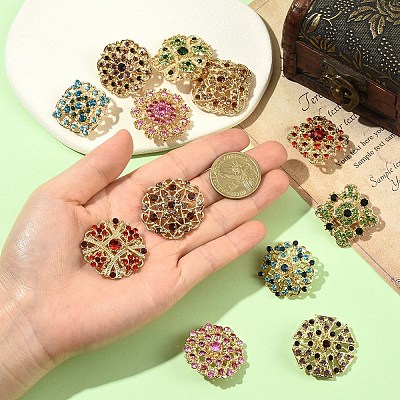 12Pcs Exquistie Rhinestone Brooch JEWB-YW0001-03-1