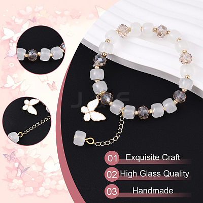 Alloy Enamel Butterfly Charm Bracelets BJEW-YW00009-1