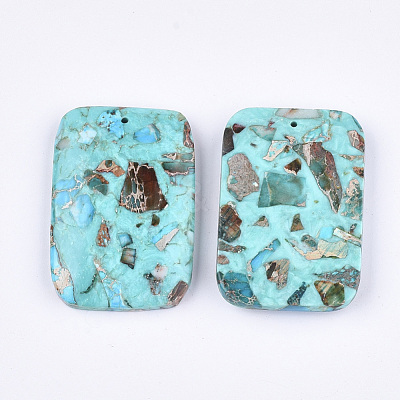 Assembled Synthetic Imperial Jasper and Turquoise Pendants G-S329-049-1