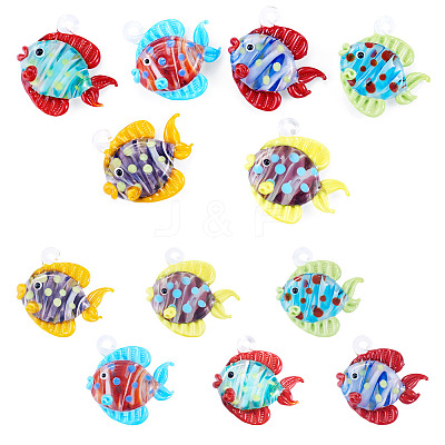 6Pcs 6 Colors Handmade Lampwork Pendants LAMP-TA0002-67C-1