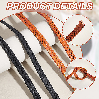 2M 2 Colors Braided Cowhide Leather Cords WL-GA0001-03-1