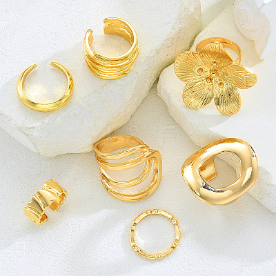 Zinc Alloy Mixed Shapes Cuff Open Rings Sets for Women WGA5E66-01-1