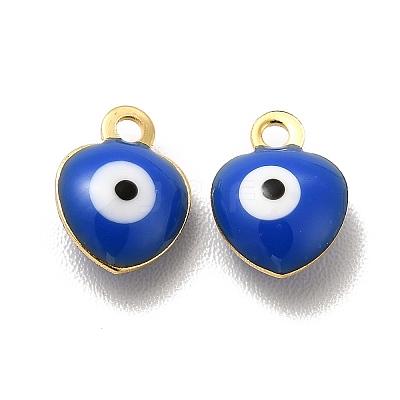 304 Stainless Steel Evil Eye Enamel Charms STAS-G302-02G-04-1
