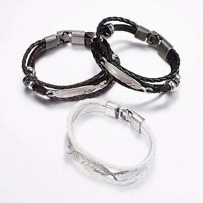 Leather Cord Multi-strand Bracelets BJEW-P169-H-1
