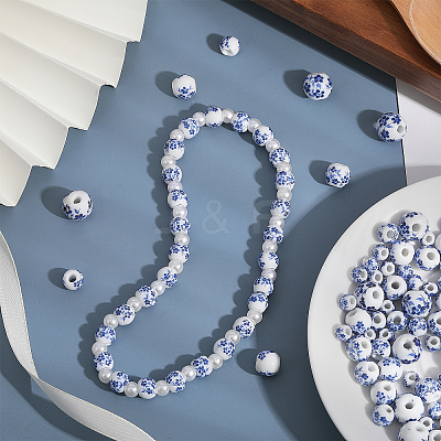 200Pcs 4 Styles Handmade Porcelain Beads PORC-CA0001-13-1