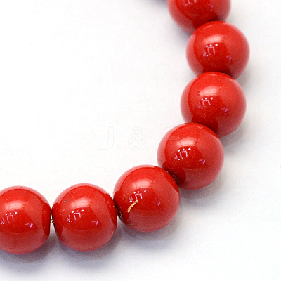 Baking Paint Pearlized Glass Pearl Round Bead Strands X-HY-Q330-8mm-55-1