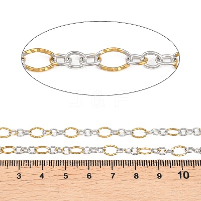 Two Tone 304 Stainless Steel Textured Oval Link Chains CHS-P028-12A-1