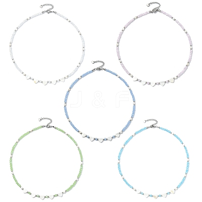 Natural Freshwater Shell & Glass Beaded Necklaces for Women NJEW-JN06082-1