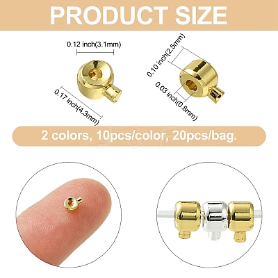 20Pcs 2 Colors Brass Crimp Beads KK-CJ0001-92-1