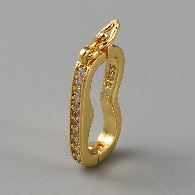 925 Sterling Silver Micro Pave Clear Cubic Zirconia Twister Clasps STER-WH0002-07G-1