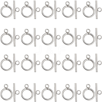 40Pcs 304 Stainless Steel Ring Toggle Clasps STAS-SC0007-42B-1