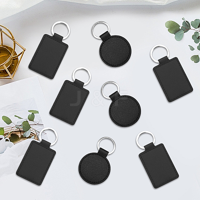 12Pcs 2 Styles Rectangle & Round Imitation Leather Pendant Keychains KEYC-CL0001-59-1