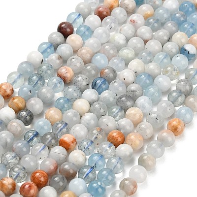 Natural Aquamarine Beads Strands X-G-F591-29A-6mm-04-1