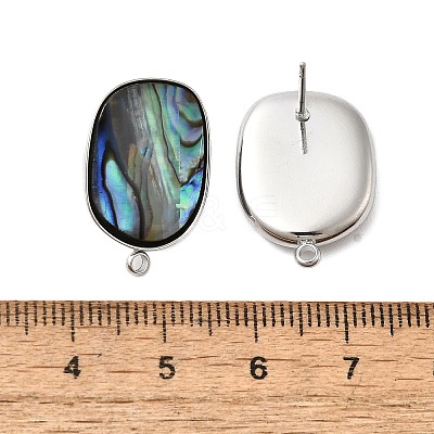 304 Stainless Steel Pave Natural Paua Shell Stud Earring Findings STAS-Z125-07P-1