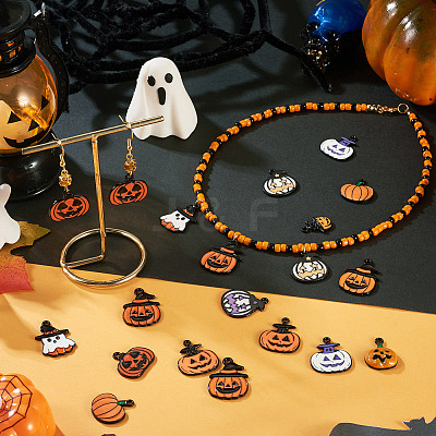 36Pcs 12 Styles Halloween Alloy Enamel Pendants ENAM-TA0003-51-1