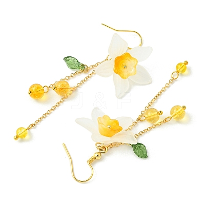 3 Pairs Acrylic & Brass Dangle Earrings for Women EJEW-TA00566-1