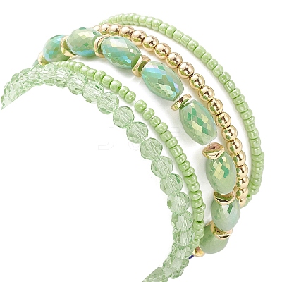 5Pcs 5 Style Glass & Lampwork Evil Eye Stretch Bracelets Set BJEW-JB09619-04-1