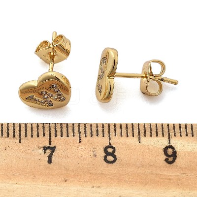 Rack Plating Brass Micro Pave Clear Cubic Zirconia Stud Earrings EJEW-K299-01G-W-1