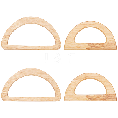 4Pcs 2 Styles D-shape Wooden Bag Handles FIND-WR0008-20-1
