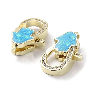 Rack Plating Brass Micro Pave Cubic Zirconia Lobster Claw Clasps KK-C041-03D-G-1