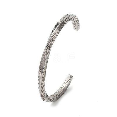 304 Stainless Steel Cuff Bangles for Men Women BJEW-D361-02P-1