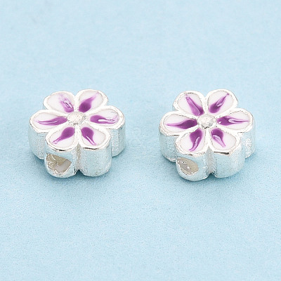 925 Sterling Silver Enamel Beads STER-T008-35C-1