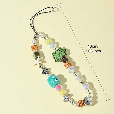 Acrylic & Resin & Porcelain & Synthetic Quartz Crystal Mobile Straps HJEW-FS00001-1