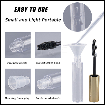 10Pcs DIY Plastic Empty Eyelash Bottle with 4Pcs 2ml Disposable Plastic Dropper with 2Pcs Mini Transparent Plastic Funnel Hopper MRMJ-GF0001-53B-1
