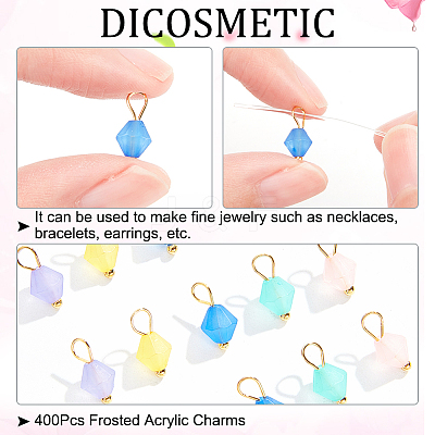 400Pcs Frosted Acrylic Charms FIND-DC0001-49-1