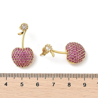 Cherry Brass Micro Pave Cubic Zirconia Stud Earrings EJEW-M077-12G-01-1