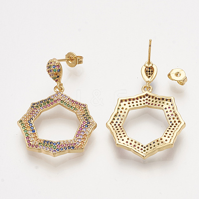 Brass Cubic Zirconia Stud Earrings EJEW-S201-135-1