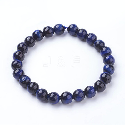 Natural Blue Tiger Eye Beads Strands G-G099-8mm-13-1
