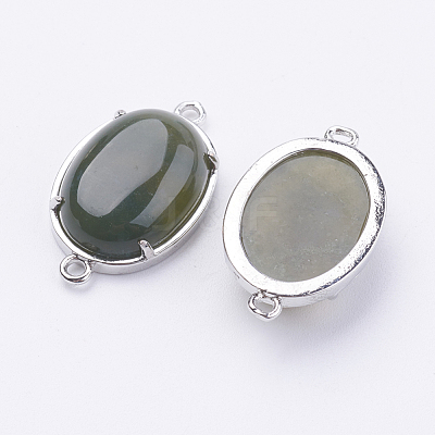 Brass Natural Indian Agate Links connectors G-E398-04K-1