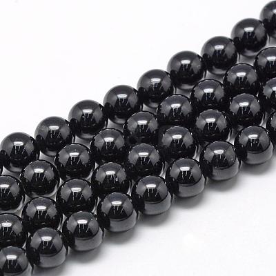 Natural Black Tourmaline Beads Strands G-R446-8mm-19-1