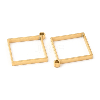 304 Stainless Steel Open Back Bezel Rhombus Pendants STAS-Z040-02A-G-1