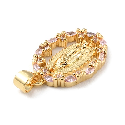Brass Micro Pave Cubic Zirconia Pendants KK-P233-05G-02-1