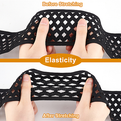 10 Yards Polyester Elastic Hollow Wide Band DIY-FG0006-44B-1