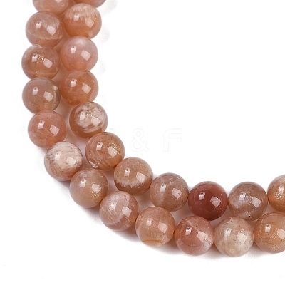 Natural Sunstone Round Bead Strands G-F266-11-8mm-01-1