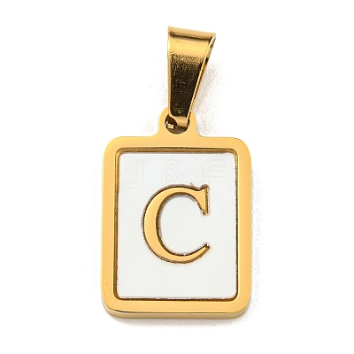 PVD Vacuum Plating 304 Stainless Steel Pave Natural White Shell Pendants STAS-S130-03G-C-1
